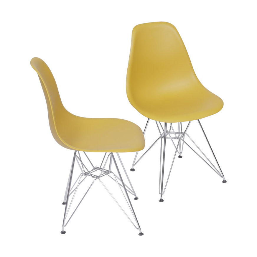 Kit 2 Cadeiras Charles Eames DKR Açafrão