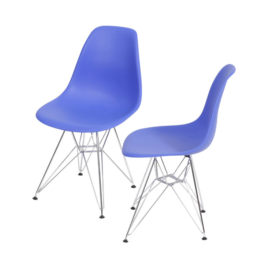 Kit 2 Cadeiras Charles Eames DKR Azul Marinho