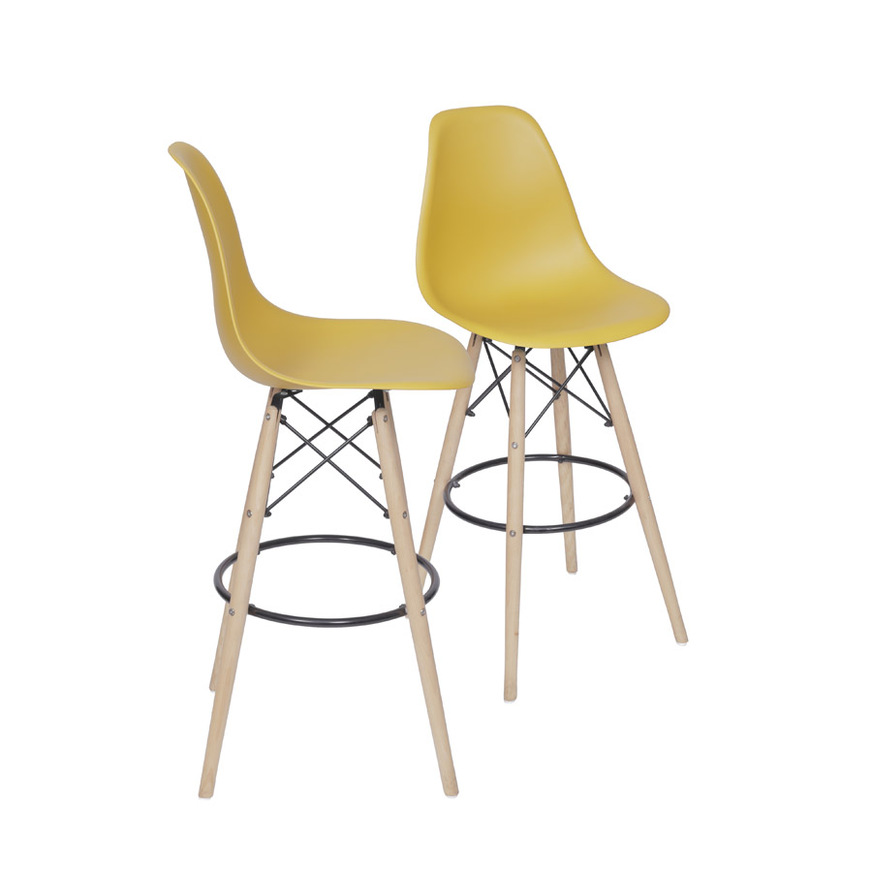 Kit 2 Banquetas Eames DKR PP Açafrao