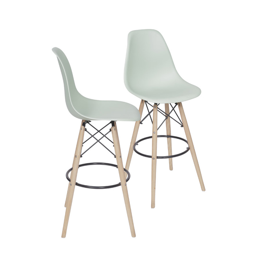 Kit 2 Banquetas Eames DKR PP Verde claro