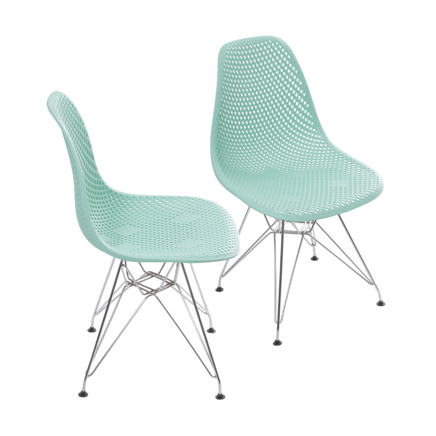 Kit 2 Cadeiras Colmeia base Cromada Tiffany