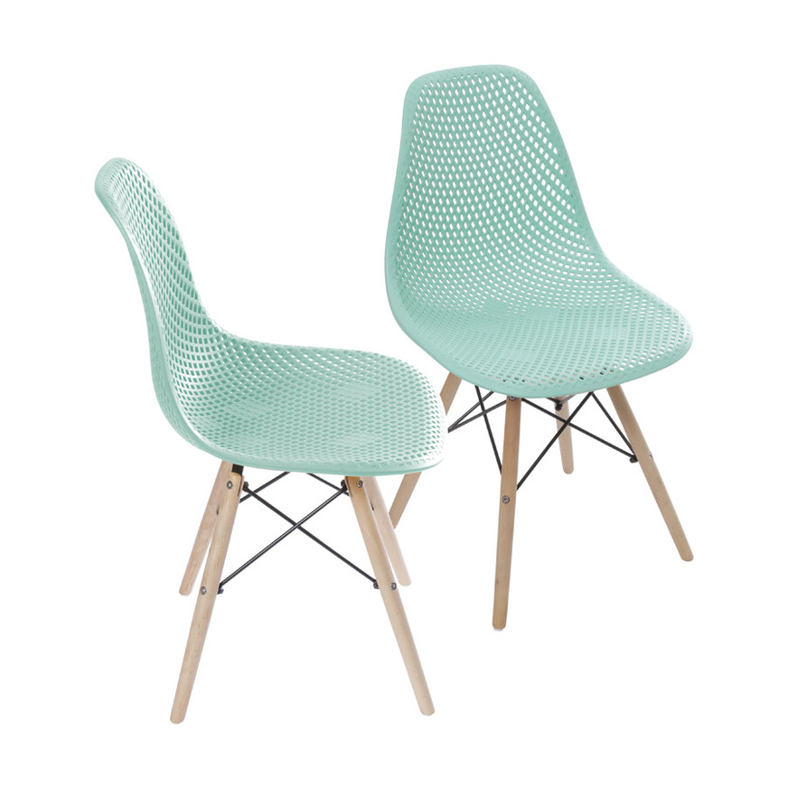 Kit 2 Cadeiras Colmeia base Madeira Tiffany