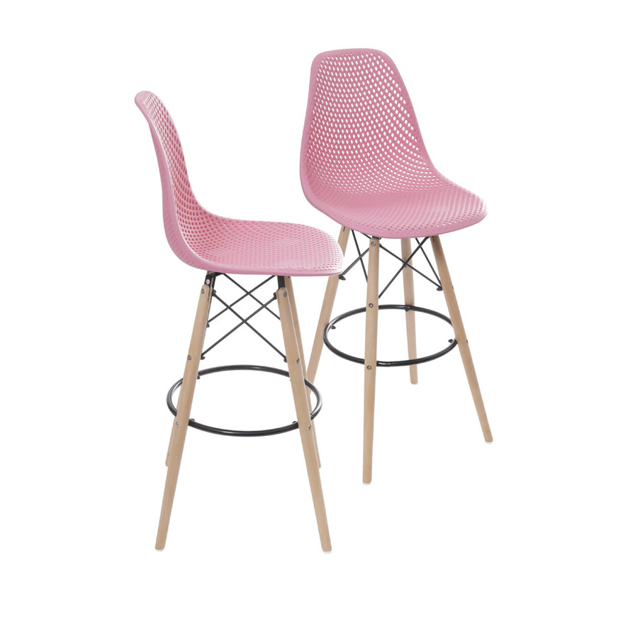 Kit 2 Banquetas Colmeia Rosa