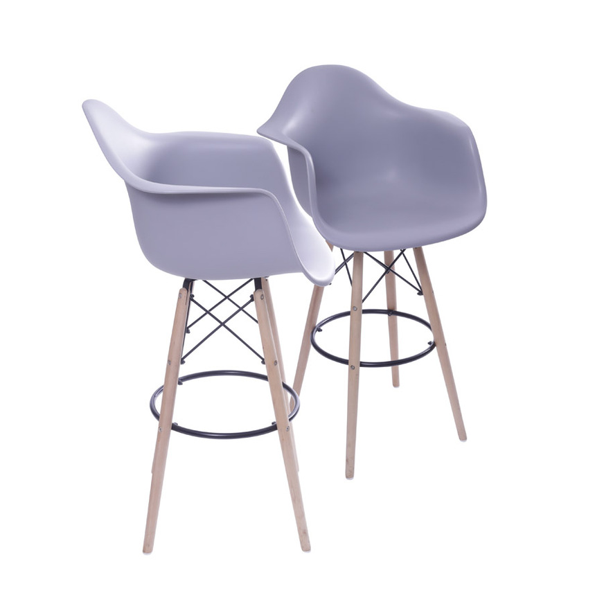 Kit 2 Banquetas Eames DKR PP Cinza