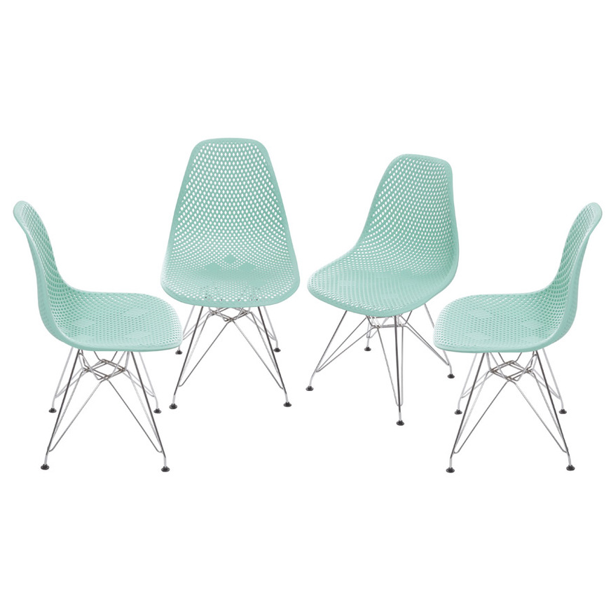 Kit 4 Cadeiras Colmeia base Cromada Tiffany