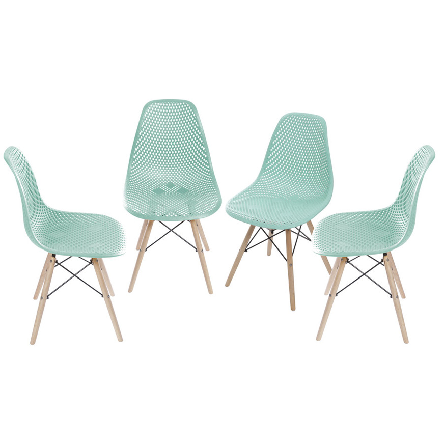 Kit 4 Cadeiras Colmeia base Madeira Tiffany