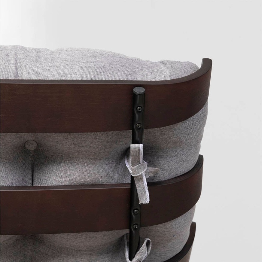 Poltrona com Puff Costela Slim Dark Cinza